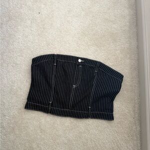 PrettyLittleThing Black Bustier with White Stitching